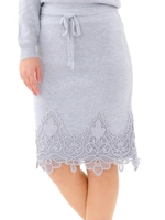 裾レースニットスカート/ネイビー