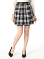 ふんわりシアーチェックスカート/クロ
