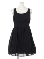 シフォンギャザースピンドルワンピース/ネイビー