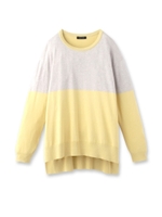 シルク混バイカラーニットプルオーバー/ネイビー(093)