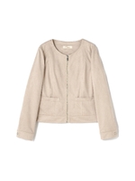 スウェード調ノーカラーブルゾン/ベージュ(040)