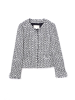 スプリングツィードノーカラージャケット/ネイビー(123)