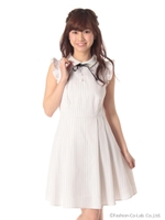 フリル袖ストライプOP/ネイビー