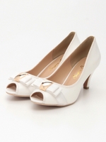 リボン付オープントゥパンプス/BL