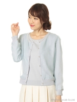 袖シフォンケーブル柄ES/ネイビー