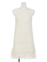 【FEMININE】ヘムフリンジニットOP/アイボリー