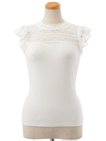 ボーダーレースヨークニット/ホワイト