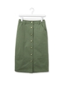 フロント釦チノストレッチスカート/オリーブグリーン(026)