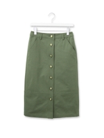 フロント釦チノストレッチスカート/オリーブグリーン(026)