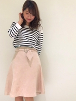 ベルト付フェイクスエードスカート/カーキグリーン