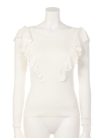 ラッフルリブニット/ホワイト