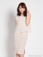 かぶせシフォン裏毛ワンピース/ネイビー