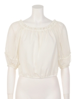 オフショルギャザーブラウス/ブラック