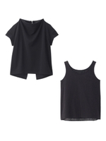 ボトルネックバック切り替えカットソー/ブラック(019)