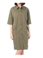 ドロップショルダーシャツワンピース/カーキ(027)