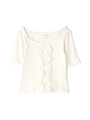RIB FRILL FRONT TOPS/ホワイト(030)