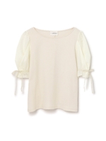 SHEER WRAP SLEEVE CUTSEW/ホワイト(030)