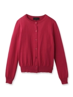 [L]コットンクルーネックニットカーディガン/ホワイト(001)