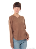 ・Vネックカノコ編ニットプルオーバー/Khaki