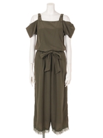 オフショルリボンロンパース/ピンク