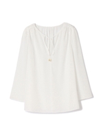 クレープデシンリボンブラウス/ホワイト(030)