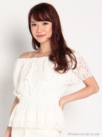 ジャガードレースオフショルプルオーバー/クロ