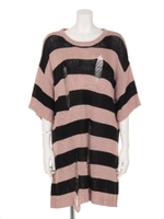 ダメージニット/グレイッシュピンク