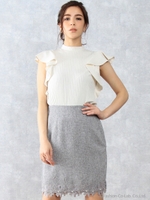 ツイードレースタイトSK/ライトグレー