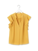 フリルスリーブスキッパーブラウス/ネイビー(093)