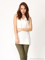 Vネックノースリーブトップス/ホワイト