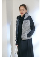 【AZUL by moussy】Aケーブル地柄ニット中綿ベスト/柄BLK