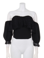 オフショルビスチェブラウス2/ライトブルー