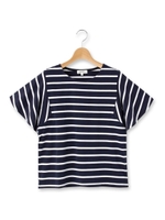 フレアスリーブボーダープルオーバー/ネイビー(393)