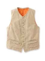 リネン混 デザート ベスト/ベージュ(052)