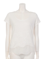 レース刺繍Tee/WHT