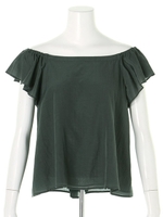 【andGIRL6月号　宮田聡子さんコラボ】袖ラッフルオフショルブラウス/モスグリーン