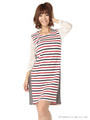 【OUTLET】袖レースボーダーワンピース/オフホワイト