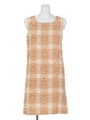 スクエアチェック柄ワンピース/ベージュ
