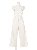 【ANAP】ダメージワイドホワイトサロペット/WH