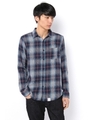 【AZUL by moussy】Wガーゼチェック長袖シャツ/柄BLU