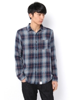 【AZUL by moussy】Wガーゼチェック長袖シャツ/柄BLU