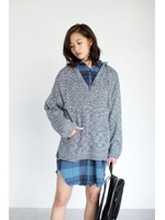 【AZUL by moussy】スペースダイフーディ長袖プルオーバー/BLU