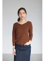 【AZUL by moussy】小畦Vネック7分袖プルオーバー/BRN