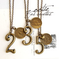 アンティークナンバーチャームロングペンダント