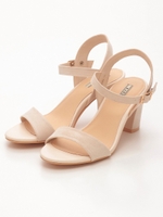 チャンキーヒールスエードワンストラップサンダル/CAMEL