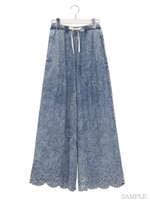 デニムスカラップワイドパンツ/ブルー