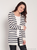 ボーダーロングカーデ/ネイビー