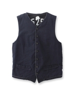 綿/ナイロン デニムベスト/ブルー系(094)