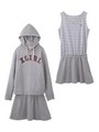 SWEAT LAYERED STRIPED DRESS/アッシュ