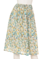 【Aunt Marie's】ハーバープリントスカート/BLU